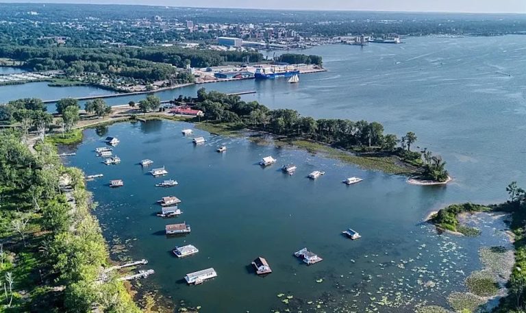 One of only 24 houseboats allowed at Presque Isle State Park is on the market